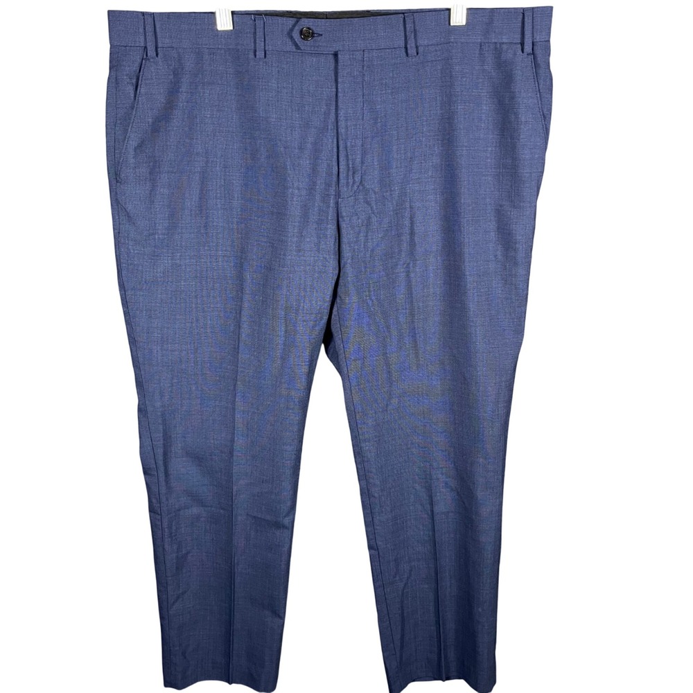 Ralph Lauren Dress Pants Men 42x29 Blue 100% Wool Natural Stretch